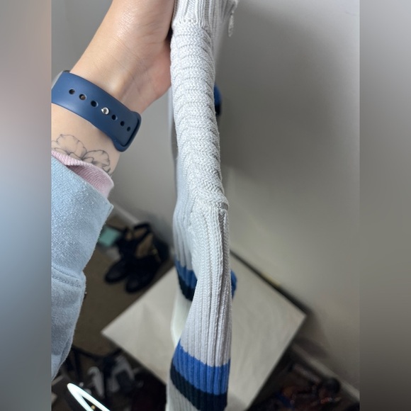 Tory Burch Sport  Retro Preppy White Blue Color Blocked Cardigan Sweater Sz M - Picture 12 of 15